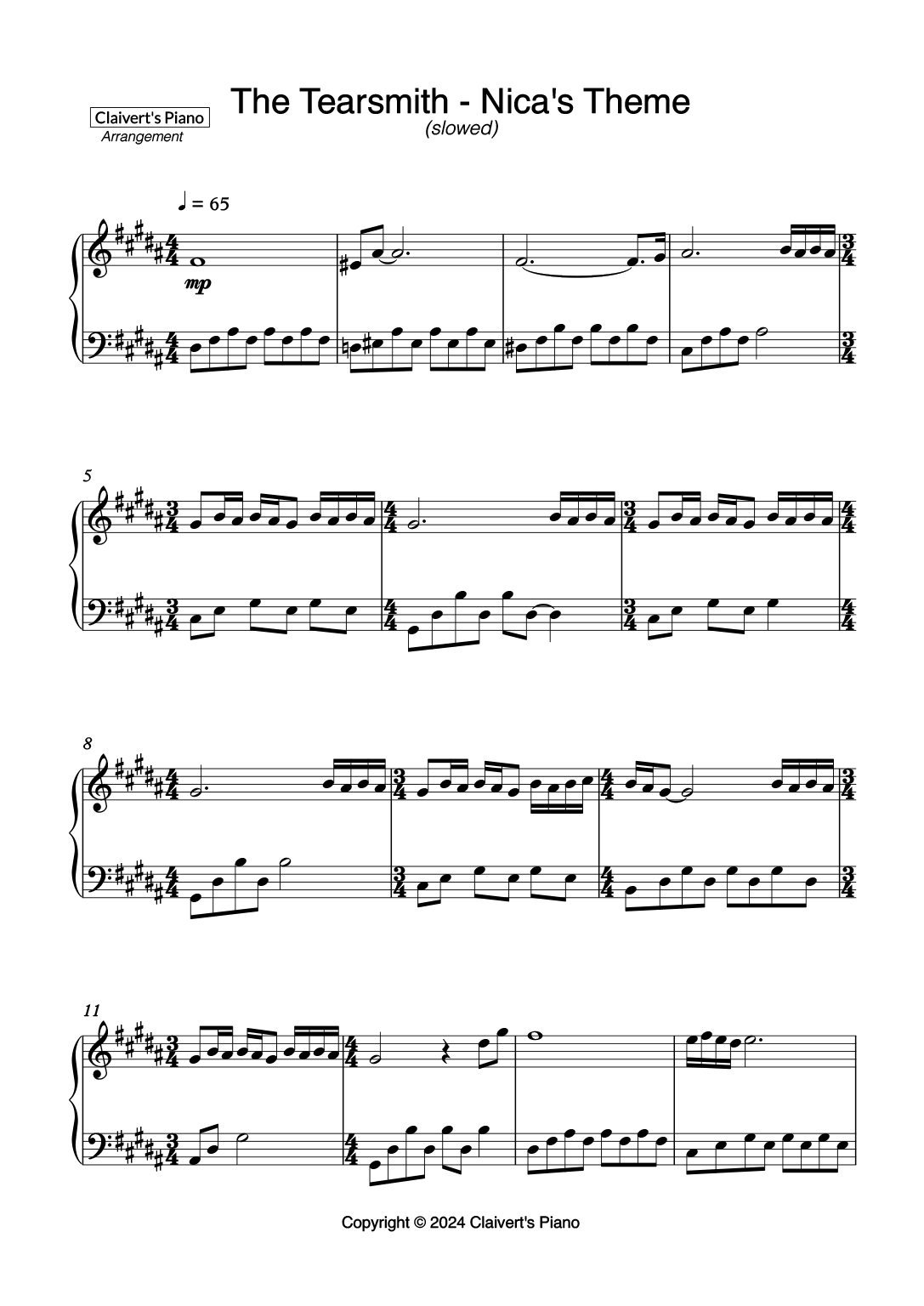 The Tearsmith Nica S Theme Slowed Claivert S Piano X SlowEasyPiano