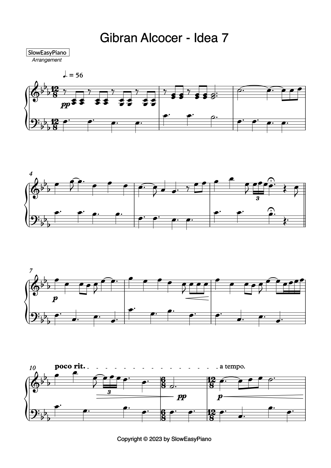 Gibran Alcocer - Idea 7 (EASY) - Claivert's Piano x SlowEasyPiano