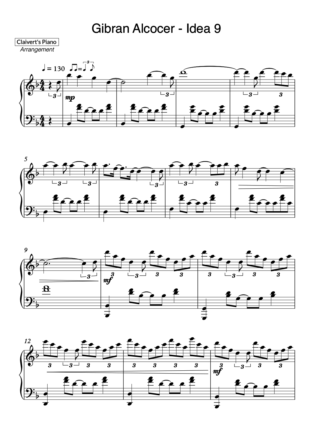 Gibran Alcocer - Idea 9 - Claivert's Piano x SlowEasyPiano