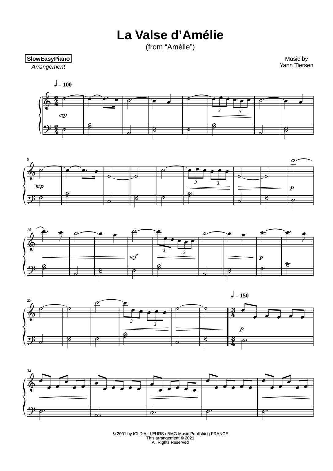 Yann Tiersen – La Valse d'Amelie (EASY) - Claivert's Piano x SlowEasyPiano